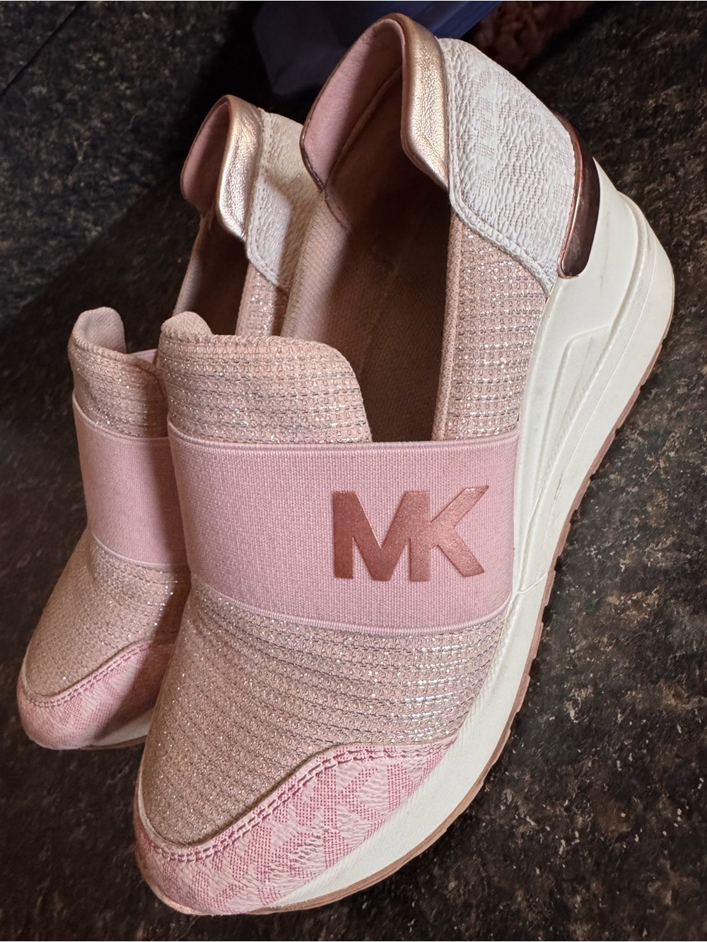 Michael Kors Rose Pink Slip-On Wedge Sneakers
